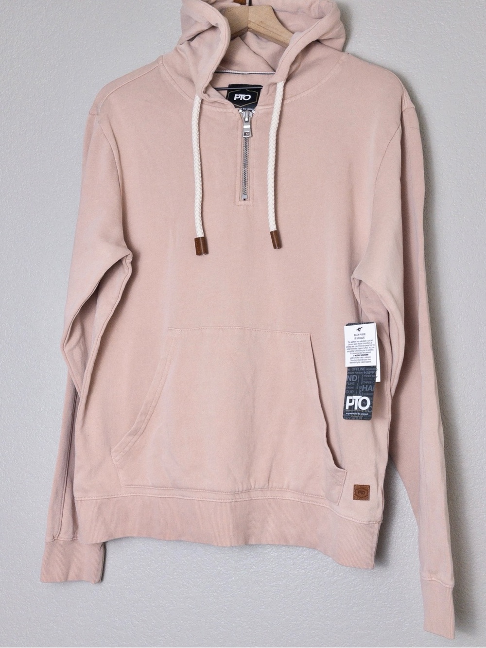 NWT PTO Fundamental Coast Rockaway 1/4 Quarter Zip Hoodie M Rose Dust M Mens